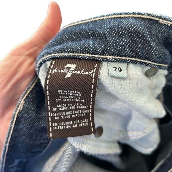7 For All Mankind Stretch Straight Leg Jeans Blue Denim Medium Wash Size 29 - Picture 8 of 9